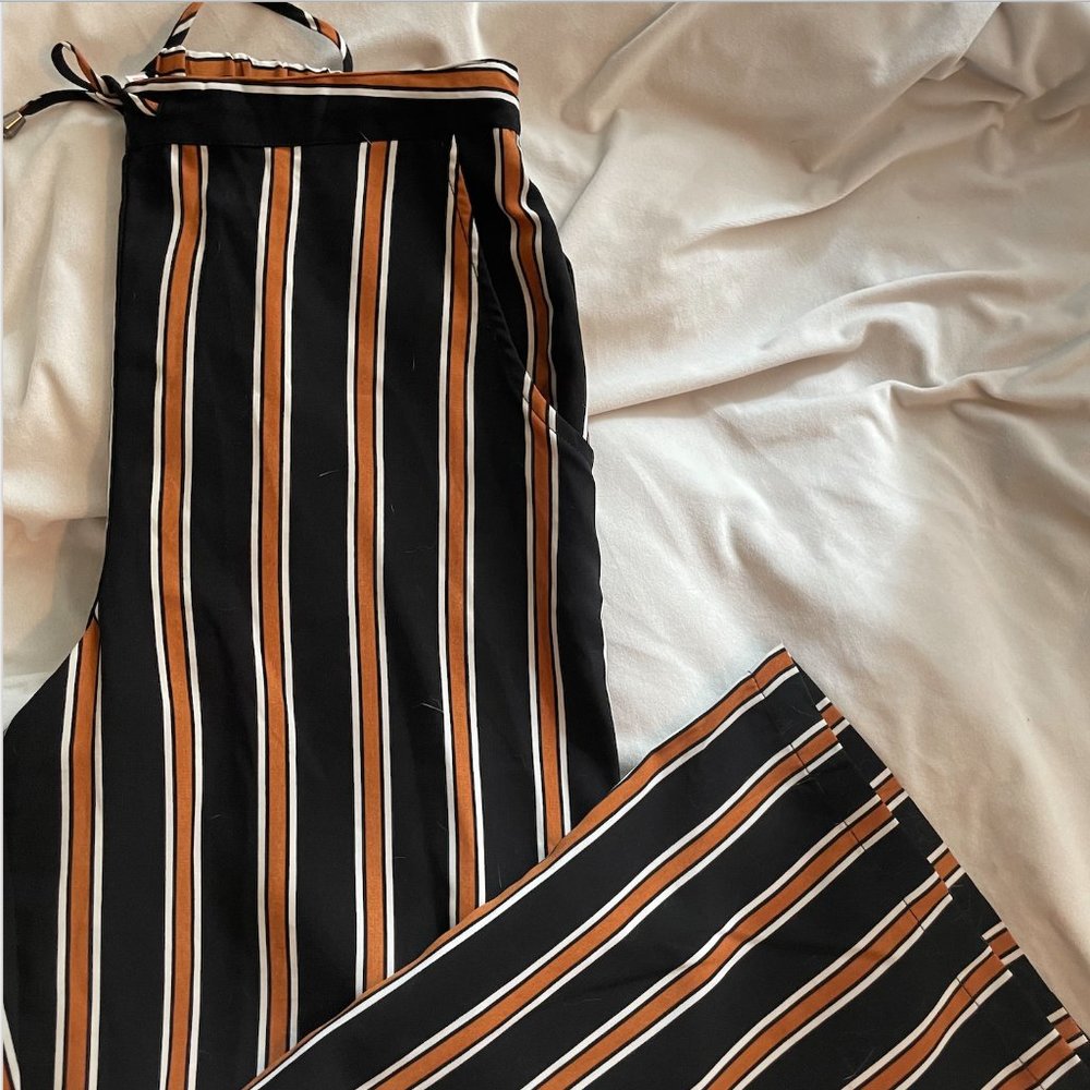 Wide Leg Striped Business Pants